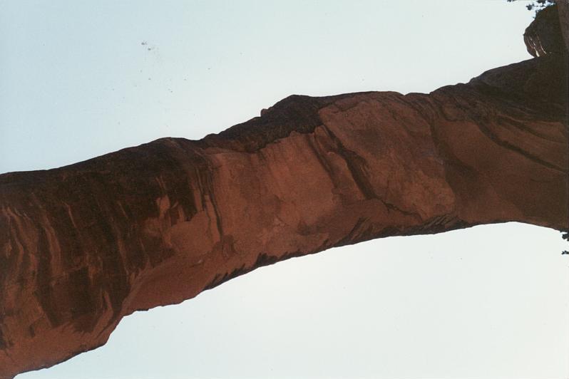Looking up from underneath Landscape Arch